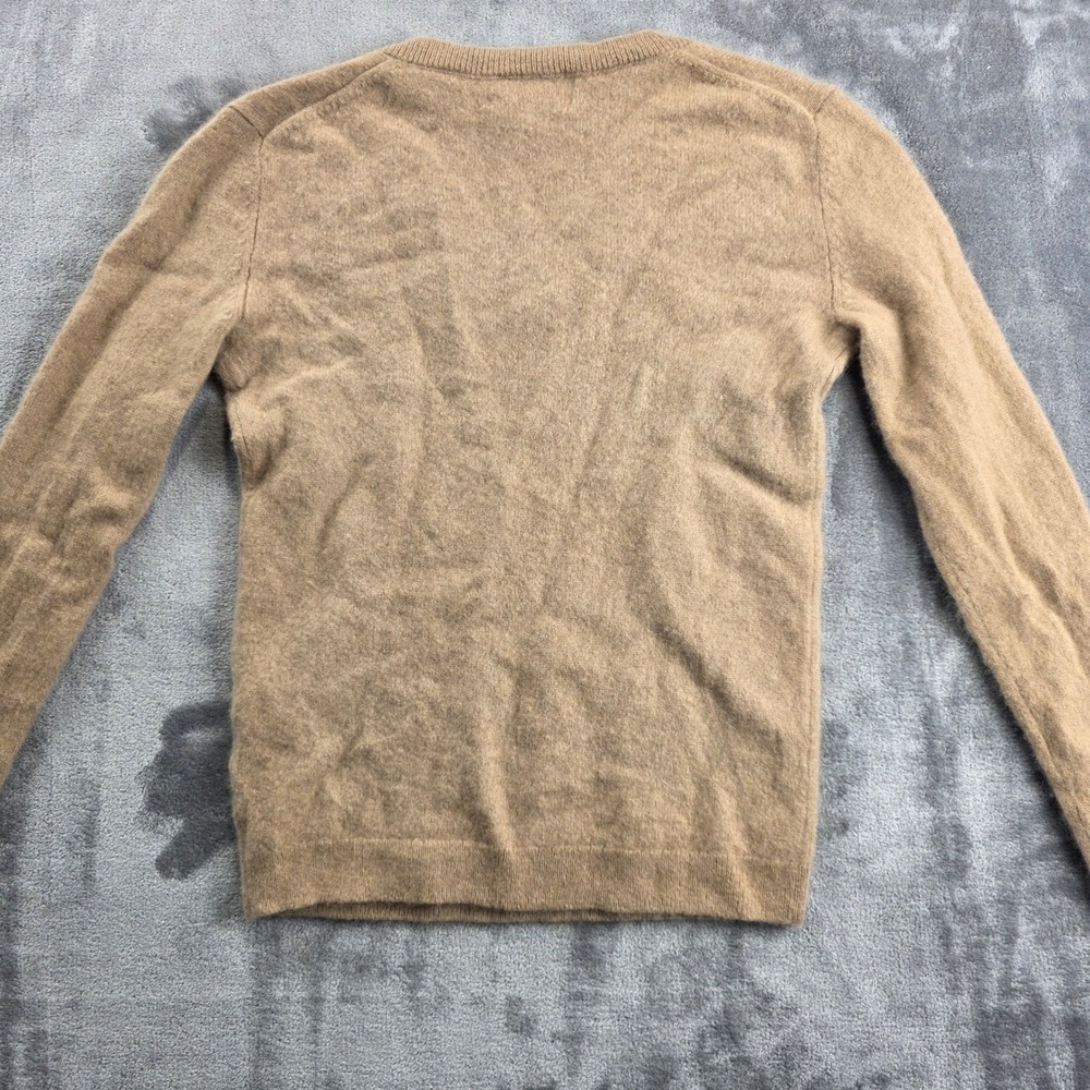 Nordstrom Sweater Womens XS Tan 100% Cashmere V-Neck Long Sleeve Knit Pullover - Picture 4 of 8